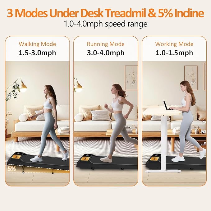 2.5HP Walking Mat with Incline pad,Under Desk Treadmill, Walking Running Pad with Remote, 3 in 1 Low Noise Small Mini Portable Treadmill with Led Screen, Compact Treadmills for Home, 265lbs Capacity