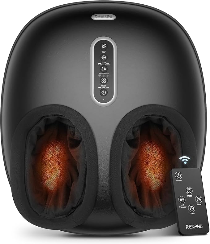 RENPHO 2026 [Upgraded] Foot Massager with Heat, FSA Eligible Shiatsu Foot Massager for Plantar Fasciitis, Deep-Kneading, Air Squeezing Feet Massager, Valentines Day Gifts for Women Men, Size 12 DG
