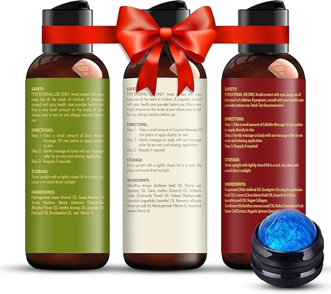 MAJESTIC PURE Massage Oil for Massage Therapy - Refreshing, and Relaxing - Natural Oils - for All Skin Types - Men and Women Massage Lotion (3.4 Fl Oz (Pack of 3), Massage Oil Set)