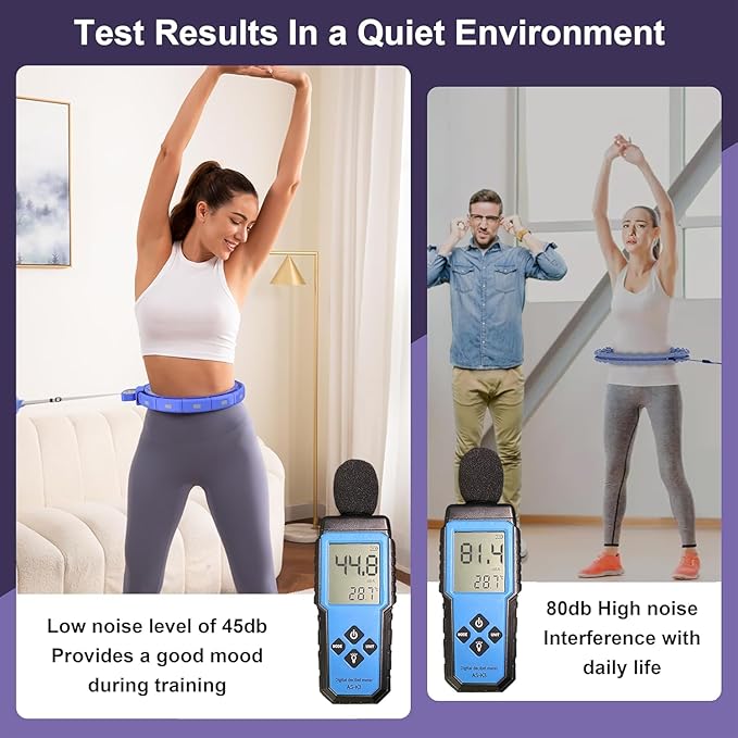 Weighted Exercise Rings for Adult Weight Loss - 50” Extra-Large Silent Smart Waist Exercise Rings with Exercise Balls - Compact Abs Exercise Machine for The Home Blue