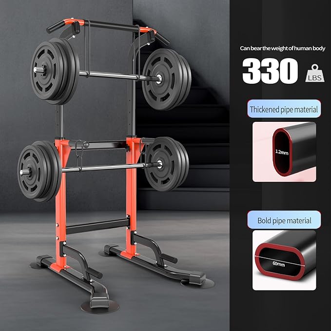 Pull Up Dip Station For Home Gym Strength Training Fitness Workout Station Chin-Ups Push-Ups Pull-Ups Dip-Ups 330LBS T055CDC