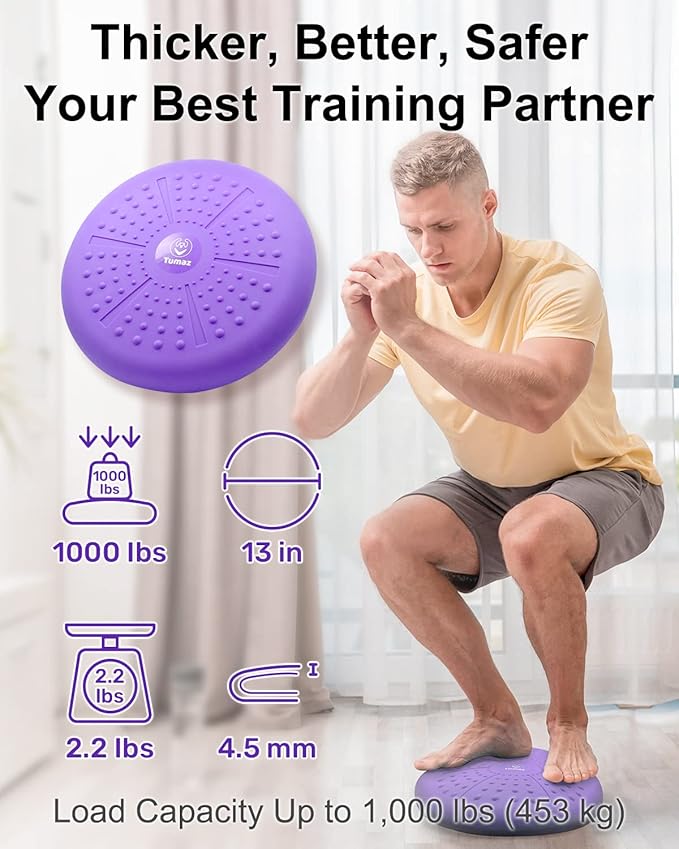 Tumaz Wobble Cushion - Wiggle Seat to Improve Sitting Posture & Stay Focused for Sensory Kids, Balance Disc to Core Strength & Flexible Seating [Extra Thick Balance Board, Pump Included Wobble Board]