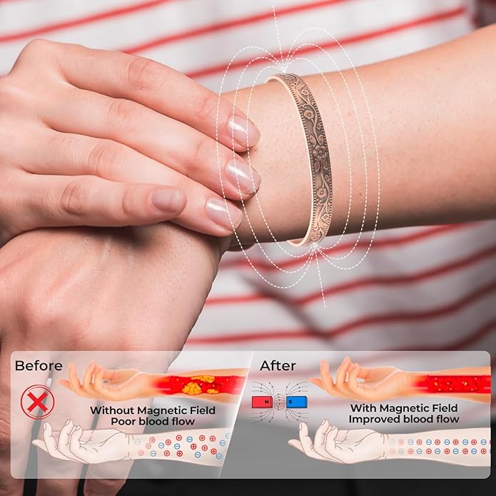 Copper Bracelet for Men and Women, Strength Mens Magnetic Copper Bracelets with 3,800 Gauss Magnets, 99.99% Pure Solid Copper, Handmade Copper Jewelry Gift