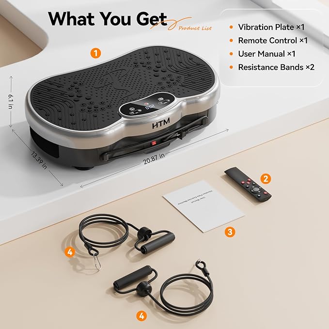 Vibration Plate Exercise Machine - 300 lbs Weight Capacity, 120 Speed Levels, 9 Workout Modes for Home Fitness, Muscle Toning & Weight Loss