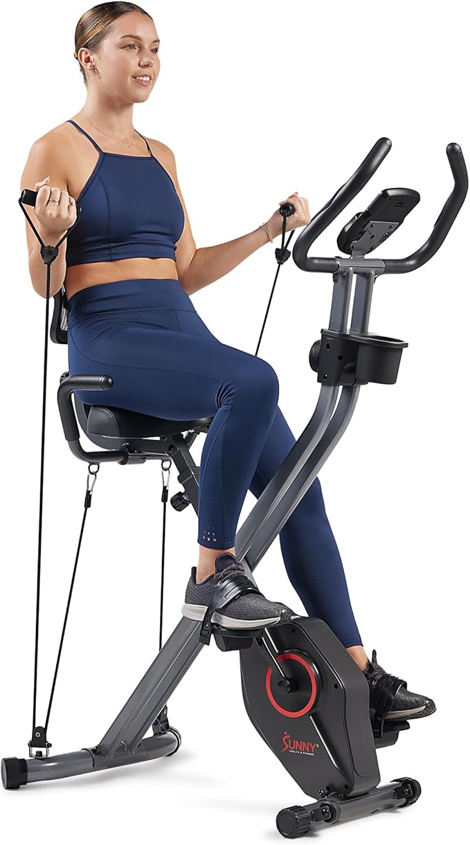 Sunny Health & Fitness Sunny Health & Fitness Smart Folding X-Bike, Portable Compact Exercise Bike for Indoor Cycling Workout, Home Cardio Training Machine, Free SunnyFit App Bluetooth Connect