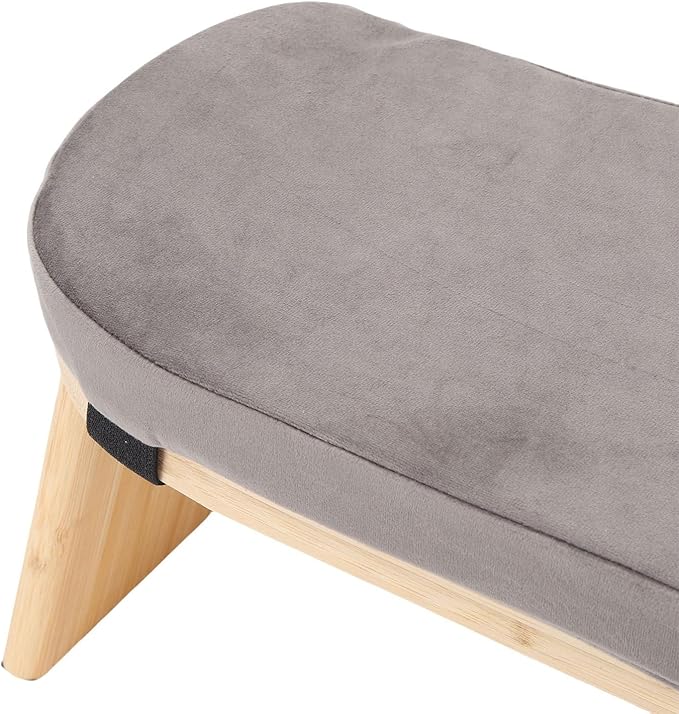 Wooden Meditation Bench, Ergonomic Detachable Meditation Kneeling Stool, Soft Cushion and Carry Bag Stool with Wood Cotton, Ideal for Yoga & Home Practice (Grey)