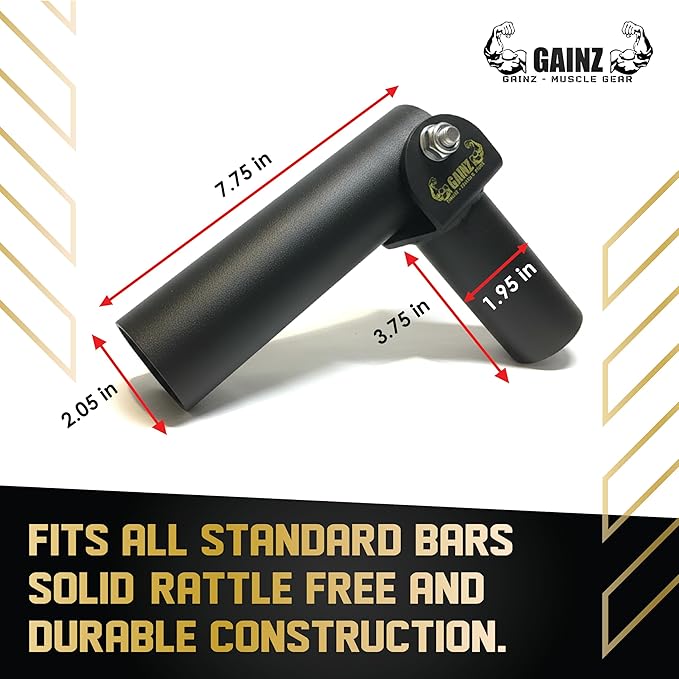Gainz Barbell Landmine Row Anchor Attachment for Weight Plate - V-Bar/T-Bar, 360° Swivel (for 2" Hole Weight Plates)