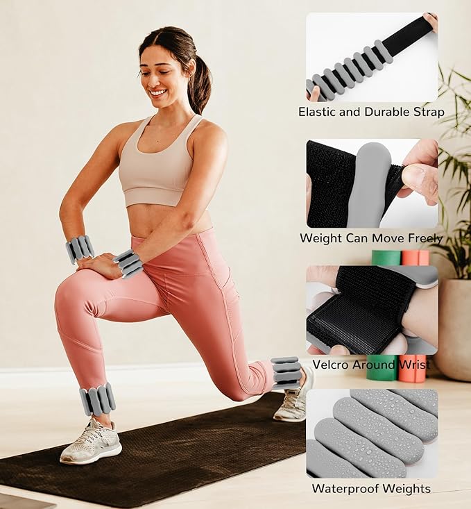 Wrist Ankle Weights for Women Men, Leg Arm Wrist Weights Bangles 1lb*2 2lb*2 Wearable Weights Pilates Weighted Bracelet for Strength Training Walking Swimming Yoga Physical Therapy