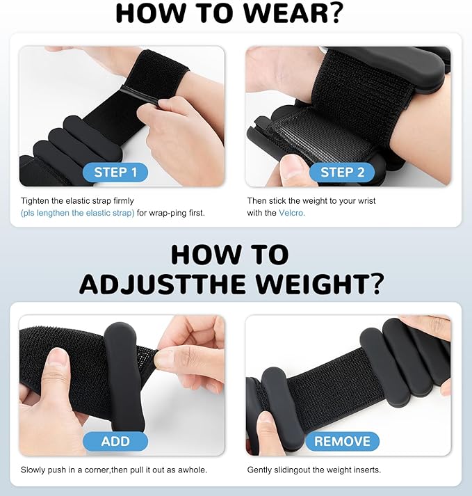 Wrist Ankle Weights for Women Men, Leg Arm Wrist Weights Bangles 1lb*2 2lb*2 Wearable Weights Pilates Weighted Bracelet for Strength Training Walking Swimming Yoga Physical Therapy