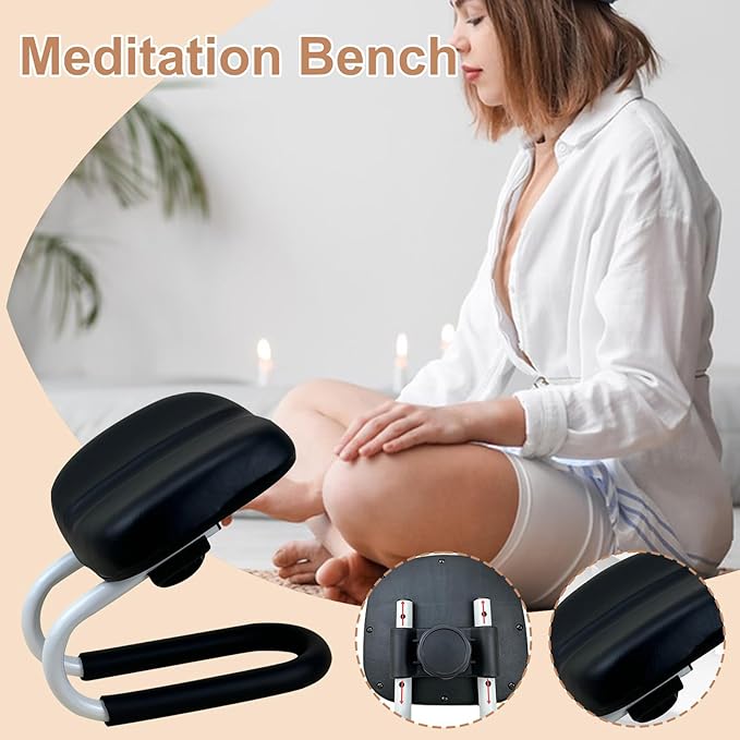 Prayer Bench for Kneeling at Home, Metal Frame Adjustable Stool Seat, Meditation Accessories, Non Slip Leg Sleeve, Portable Chair for Yoga, Studio, Home
