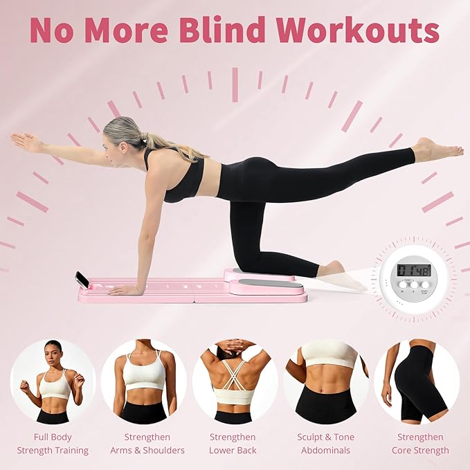 Pilates Board - Pilates Reformer Set, Multi-Purpose Foldable Pilates Reformer Board for Home,11 in 1 Pilates Equipment