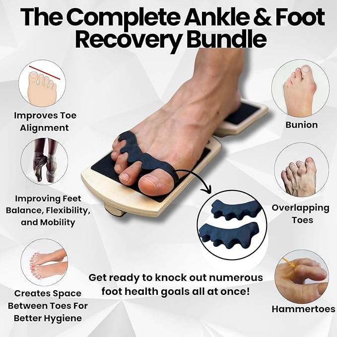 Foot-Ankle-Balance Training Board, Black Wood Balance Board for Adults