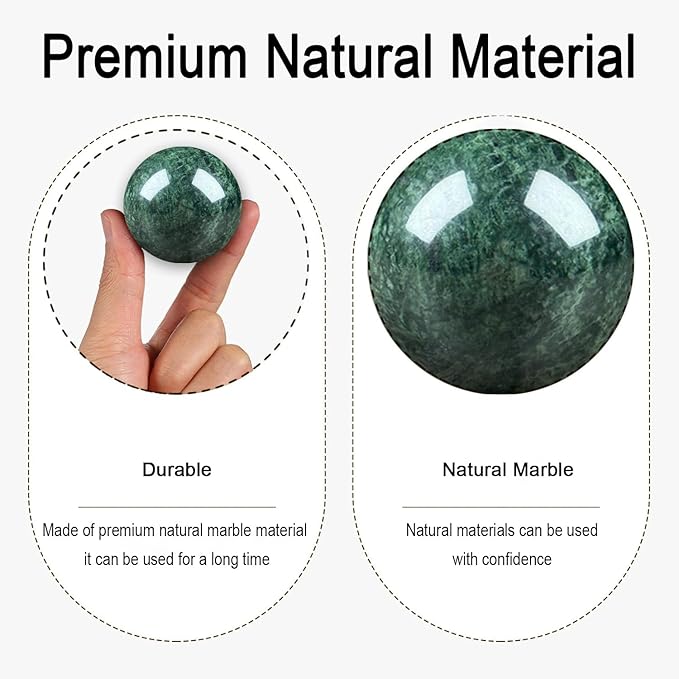 Hand Therapy Balls for Stress Relief,Baoding Balls for Women & Men,Marble Chinese Massage Ball Set for Hand Exercise,Arthritis,Brain Stress Relief,2 Pack with Storage Bag (1.57inch Dark Green)