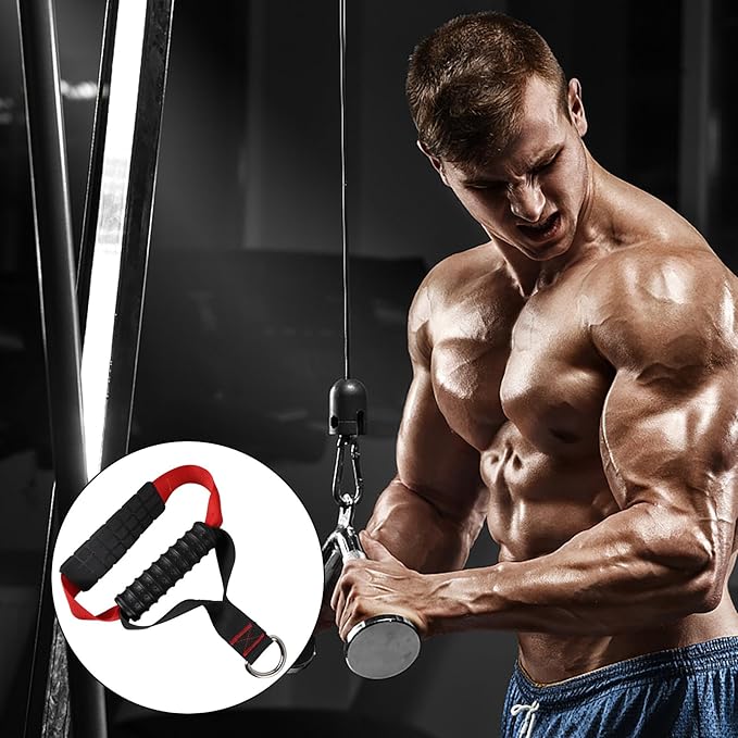 Kisangel Fitness Handle Grip Non-slip Pulldown Training Rope Arm Strength Workout Accessory DIY Fitness Equipment Attachment for Gym and Home Use
