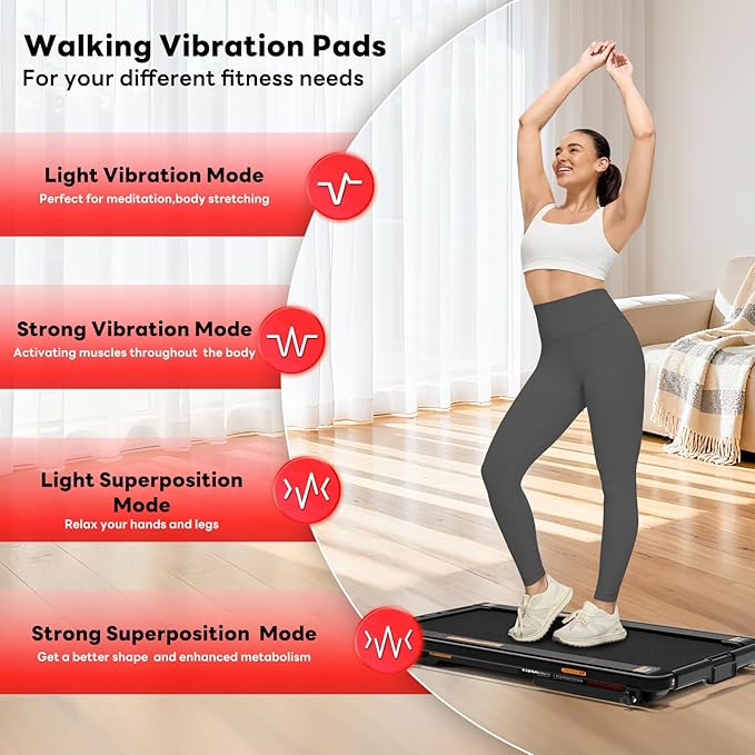 Sperax Walking Treadmill Pad with APP, 3 in 1 Under Desk Treadmill, 400W Low Noise Walking Vibration Pad with Remote Control,Portable Treadmills for Home Office