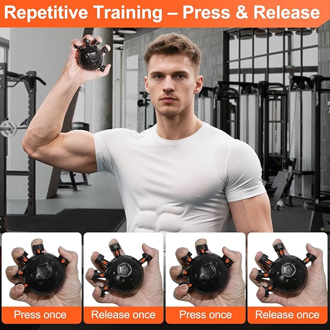 Grip Trainer - Adjustable Finger Grip for Hand and Forearm Strength Development for Musicians, Rock Climbers and Fitness Enthusiasts (Black)