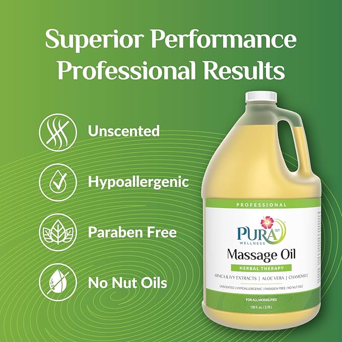 Herbal Therapy 1 Gallon Massage Oil, Aloe Vera, Professional, Massage Therapy, Deep Tissue, Unscented, Hypoallergenic, Natural Ingredients, Skin Hydrating, Moisturizing, Muscle Relief