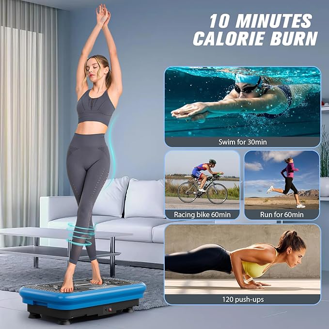 Vibration Plate Fitness Platform Exercise Machine Vibrating Lymphatic Drainage Shaking Full Body Shaker Workout Vibrate Stand Shake Board Sport Gym for Weight Loss Fat Burner for Women Men