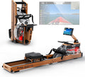 PASYOU Water Rowing Machine for Home – Oak Wood Foldable Rower, 350 LBS Capacity, 6-Level Adjustable Resistance, 14L Water Tank, Smart Monitor & Tablet Holder, Bluetooth with Kinomap App