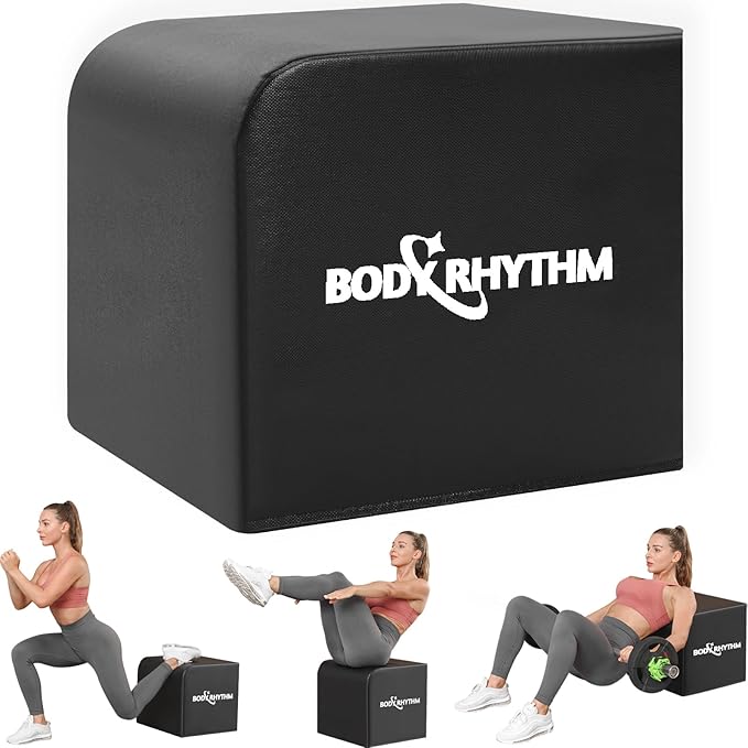 BODYRHYTHM Multi-Functional Total Body Workout Box for Hip Thrust, Glute Bridge, Box Jump Training, Hip Thrust Bench Booty Workout Box Platform.