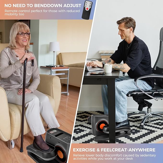 Saker Under Desk Elliptical Machine, Electric Seated Pedal Exerciser, Mini Ellipse Leg Exerciser with Display Monitor, Remote Control, Elliptical Machine for The Old and Young Leg Ercise