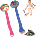 2PCS Herbal Wormwood Lymphatic Drainage Anti Slip Manual Massage Hammer Longer Handle Back Massager for Shoulder, Neck & Muscle Pain Relief (Rose Red/Dark Blue)