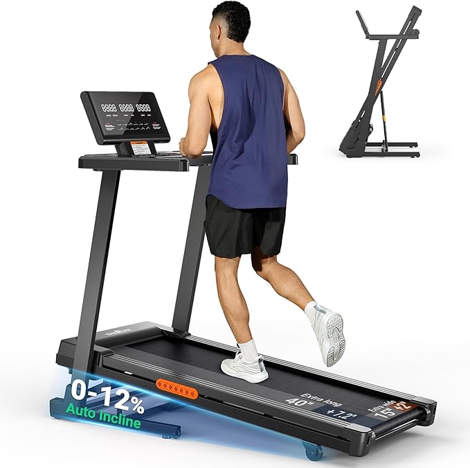 THERUN Treadmill with Incline, Incline Treadmill, Brushless Motorized Treadmills for Quiet Running