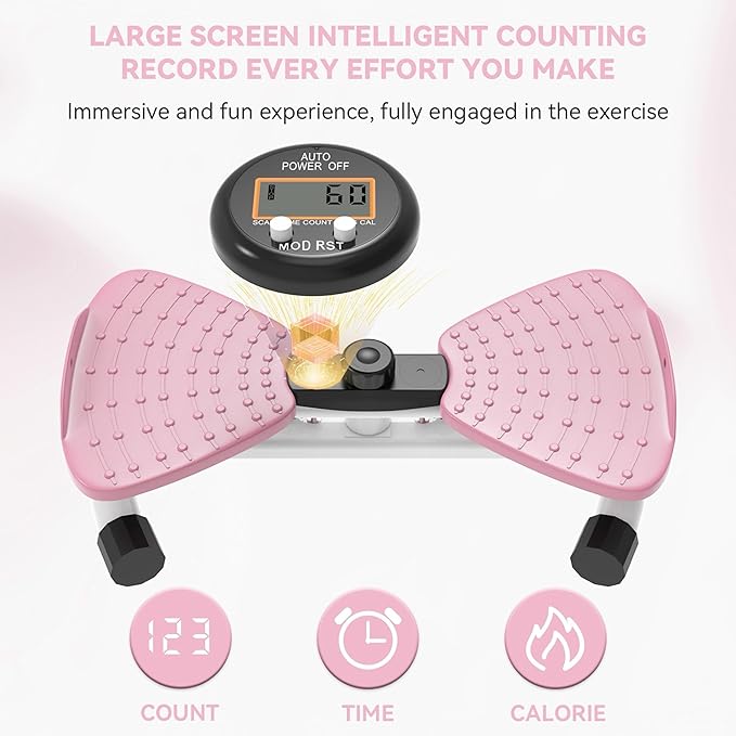 Twister, Adjustable Twisting Board for Women and Men, Home Gym Equipment Noiseless Twister, 330 lbs Load Capacity | Digital Display Tracks Time, Reps and Calories (Blue,Pink,Purple)