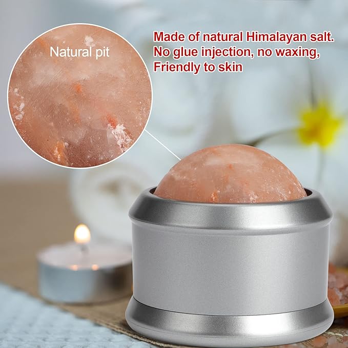 gemshan Massage Roller Ball, Natural Himalayan Salt Ball Roller Hand Massage Toll for Neck,Back,Arm Full Body Massage. (Gray)