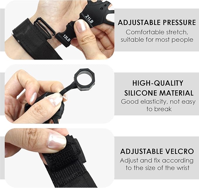 2PCS Grip Strength Trainer, Finger Exerciser, Double Sided Grip Strength Trainer for Rock Climbing and Hand Therapy, Adjustable Finger Extension Exerciser Builds Hand Strength for Relieve Pain(Black+Grey)