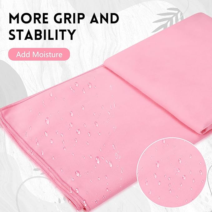 Breling 4 Pack 72" x 24" Hot Yoga Towel Non Slip Microfiber Mat Towel Sweat Absorbent Soft Pilates Mat Essentials for Hot Yoga Pilates Exercise (Pink)