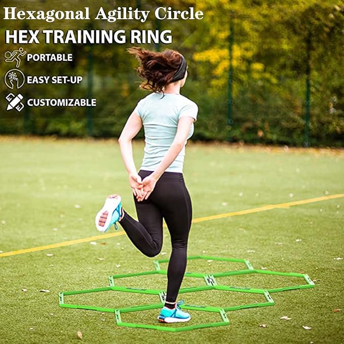 Hexagon Agility Ring Training Circle Ring Speed Agility Ladder Physical Training Ring Football Footwork Trainer Hurdles Agility Ladder Fitness Equipment Multicolor Training Ring 3Pcs