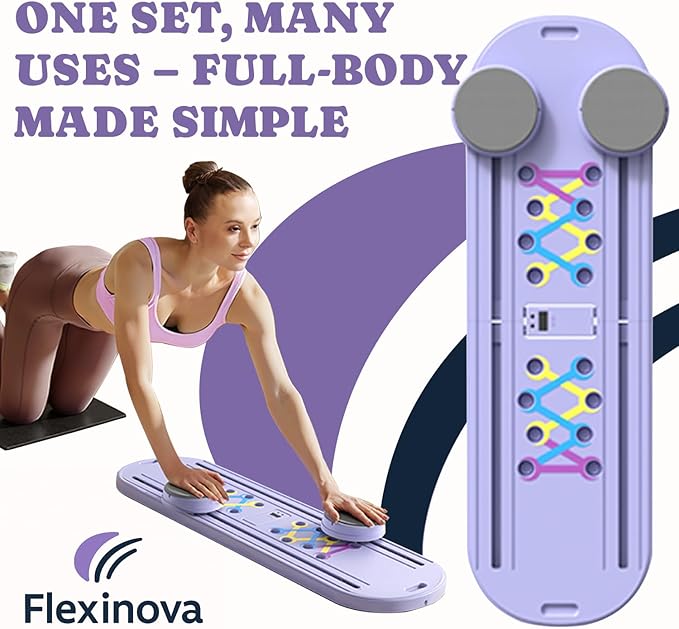 Reformer Pilates Board - Multi Functional Pilates Board - Home Workout Pilates Kit - Reformer Set for Home - Abs Trainer - Resistance Bands