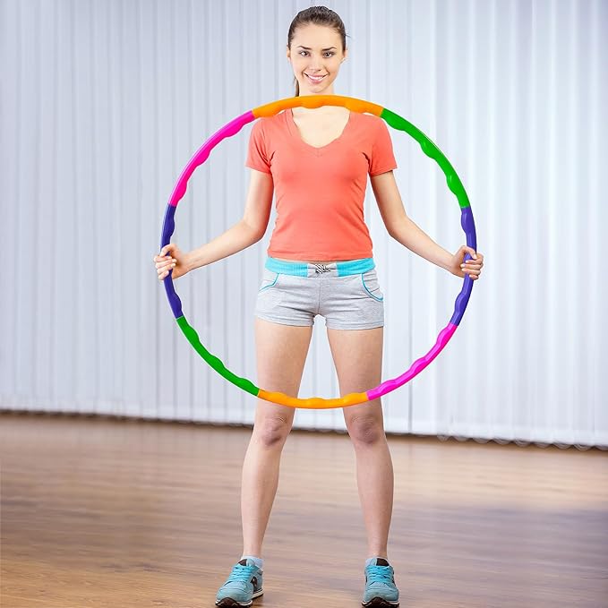 8 Pack Fitness Hoop and Jump Rope,Removable Gymnastic Fitness Rings and Bamboo Skipping Ropes That Won't Get Knotted,Suitable for Workout Training and Gift