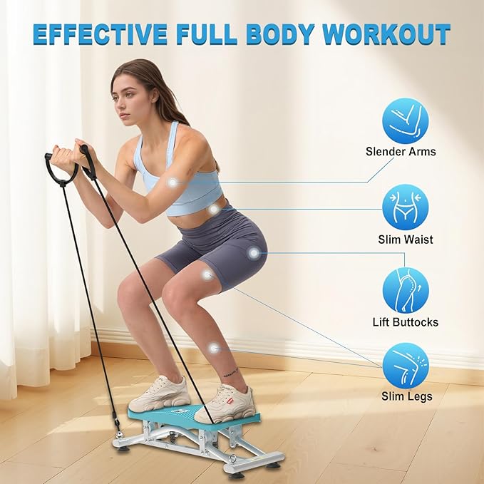 HOTSWEAT Balance Board, Portable Balance Trainer with 300 LBS Weight Capacity, Slide Stepper Stimulated Ski with Resistance Bands, Ski Balancing Machine for Full Body Workout
