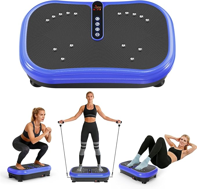 AXV Vibration Plate Fitness Platform Exercise Machine Vibrating Lymphatic Drainage Shaking Workout Full Body Shaker Vibrate Stand Shake Board Sport Gym Pad for Weight Loss Fat Burner for Women Men