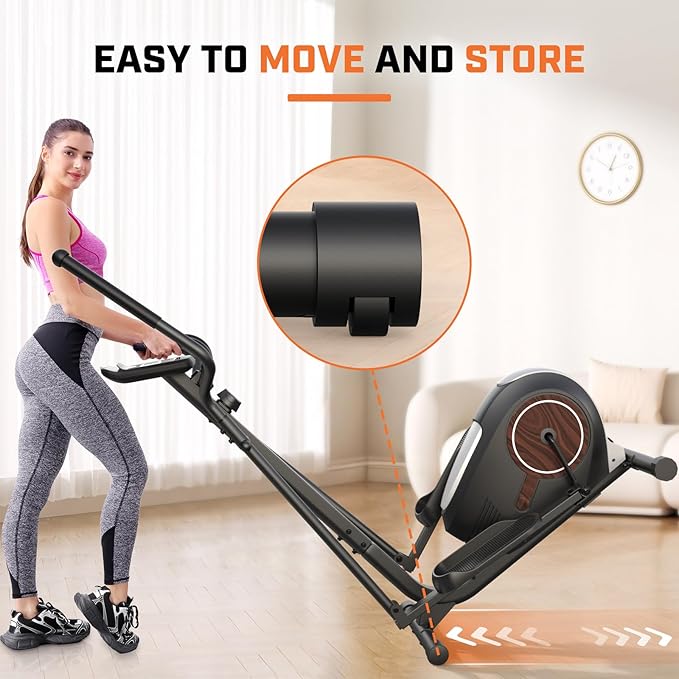 ANCHEER Elliptical Exercise Machine, Elliptical Trainer for Home Gym, Exercise Equipment 500Lbs Max Weight, Ultra-Silent Elliptical Machine, with Smooth 14 Resistance Levels Pulse Rate Grips