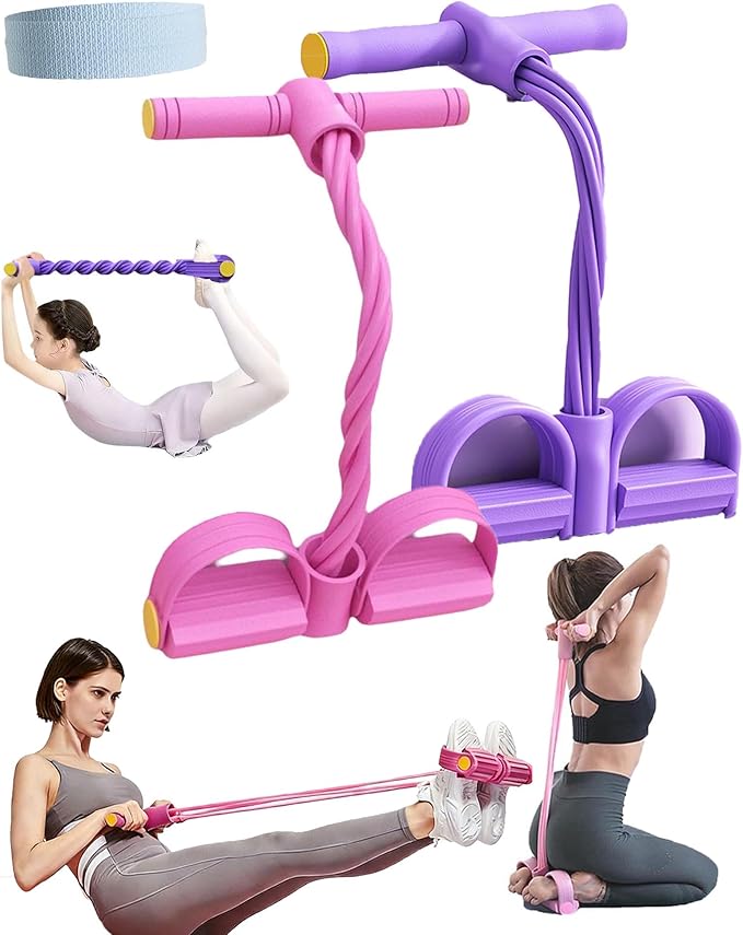 3-in-1 Multifunction Pedal Resistance Band, Fashion Puller Exercise, 8 Tube Pedal Resistance Device, Detachable and Adjustable Pedal Resistance, Multifunction Tension Rope for Waist/Arm/Leg