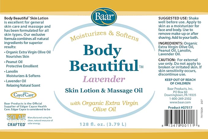 Body Beautiful Lavender Massage Oil and Skin Lotion, Gallon