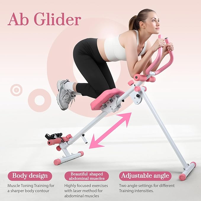 Ab Machine, Adjustable Ab Workout Equipment at Home Gym, Foldable Ab Trainer Machine for Core Strength Training with LCD Display