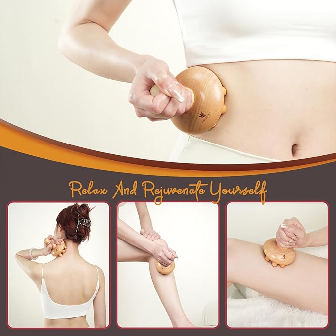 Wooden Mushroom Massager, Wooden Body Contouring Therapeutic Tool, Anti Cellulite, Lymphatic Drainage, Muscle Relaxation and Pain Relief for Neck and Back Massager