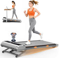 Walking Pad Treadmill with 15% 12-Level Auto Incline & UI Screen, Trisomy 3.5HP Foldable Under Desk Treadmill with Bluetooth Speaker, Portable Treadmills for Home Office 450LBS, Remote, RGB Light