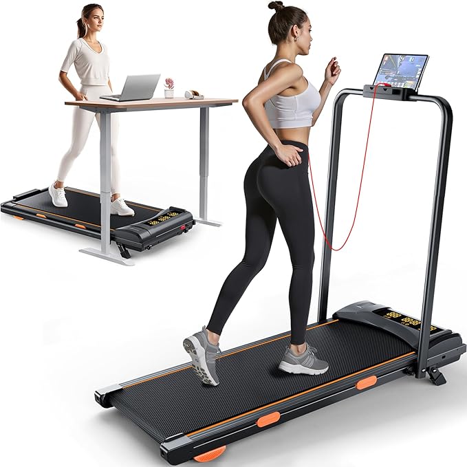 Walking Pad Treadmill with Desk, Foldable Treadmills for Home, Quiet Treadmill with 10% Incline, 300lbs Weight Capacity Walking or Running for Home Office