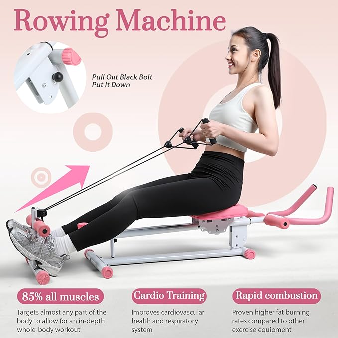 Ab Machine, Adjustable Ab Workout Equipment at Home Gym, Foldable Ab Trainer Machine for Core Strength Training with LCD Display