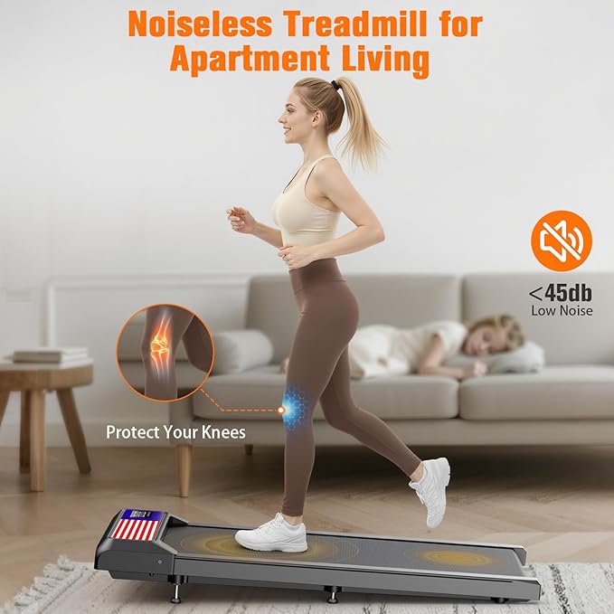 Walking Treadmill Pad with 5% Adjustable Incline and APP Sync, Small Compact Under Desk Treadmills for Home and Office with Remote Control and LED Display, 2.5HP