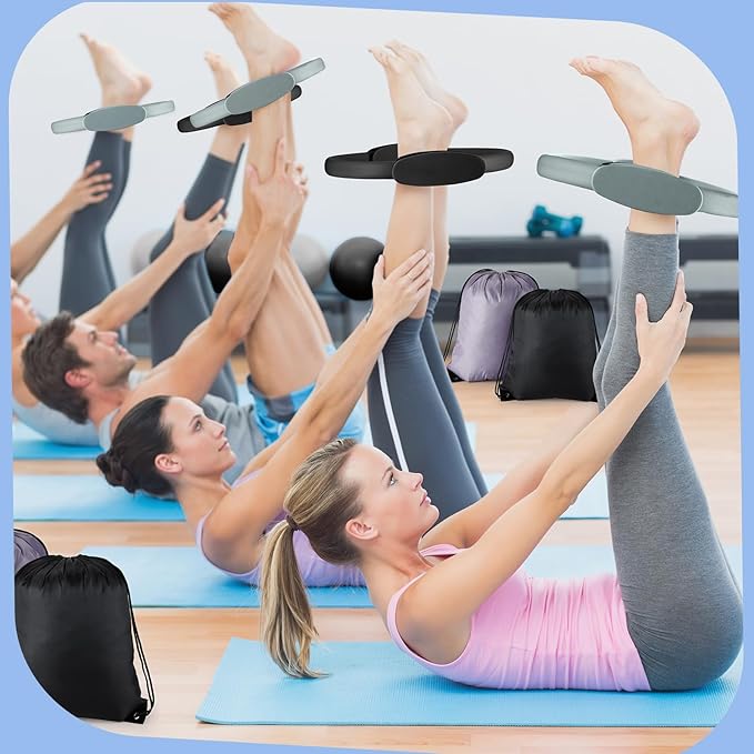 Poen Pilates Equipment Kit for Home Workout Pilates Ring and Ball Set for Women 12'' Circle Yoga Fitness Essentials Kit with Resistance Bands, Yoga Strap, Socks,Bag