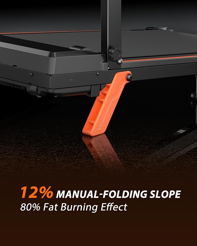 12% Incline Treadmill with Desk Workstation, 8.0MPH/3.5HP Portable Treadmill with Handle, 300LBS Weight Capacity Compact Walking Pads for Home, Small Spaces, Console with Big LED Display