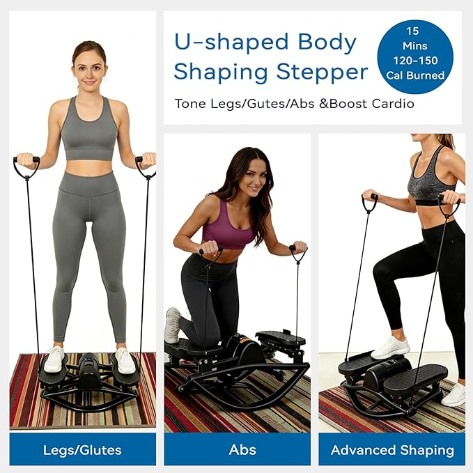 Lateral Rocking Fitness Stepper for Home Workout, Low-Impact Rock Stepper Protects Knees & Joints, Portable Compact Side-to-Side Stepper for Legs, Glutes & Abs Training