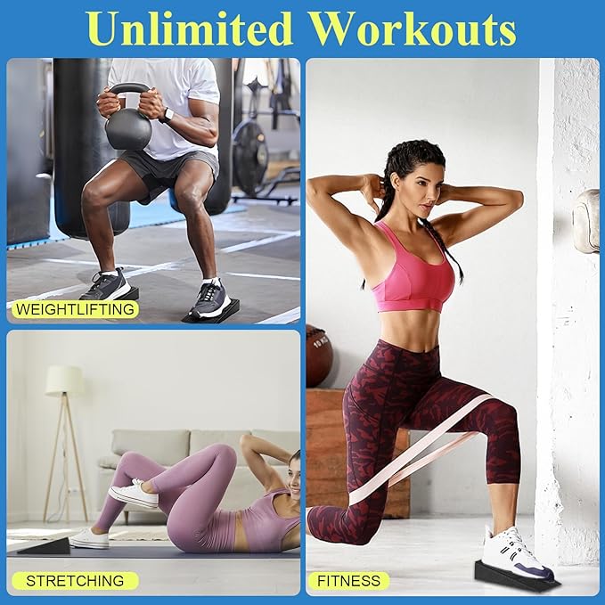 2 Set Squat Wedge Block 6 Pcs Slant Board for Calf Stretching with 5 Adjustable Angles, Heel Elevated Squat Wedge, Squat Wedges Weightlifting, Foam Squat Wedges for Workout, Calf Stretcher