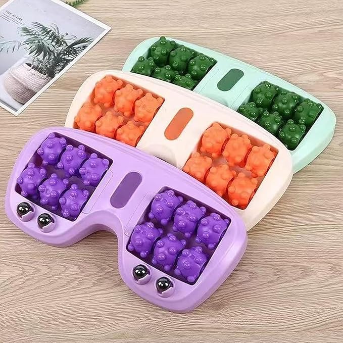 Portable Double Foot Massage Roller, 2025 New Dual Foot Massage Roller for Relieve Pain from Plantar Fasciitis, Portable Feet Massager Tool for Home Office Use (Orange)